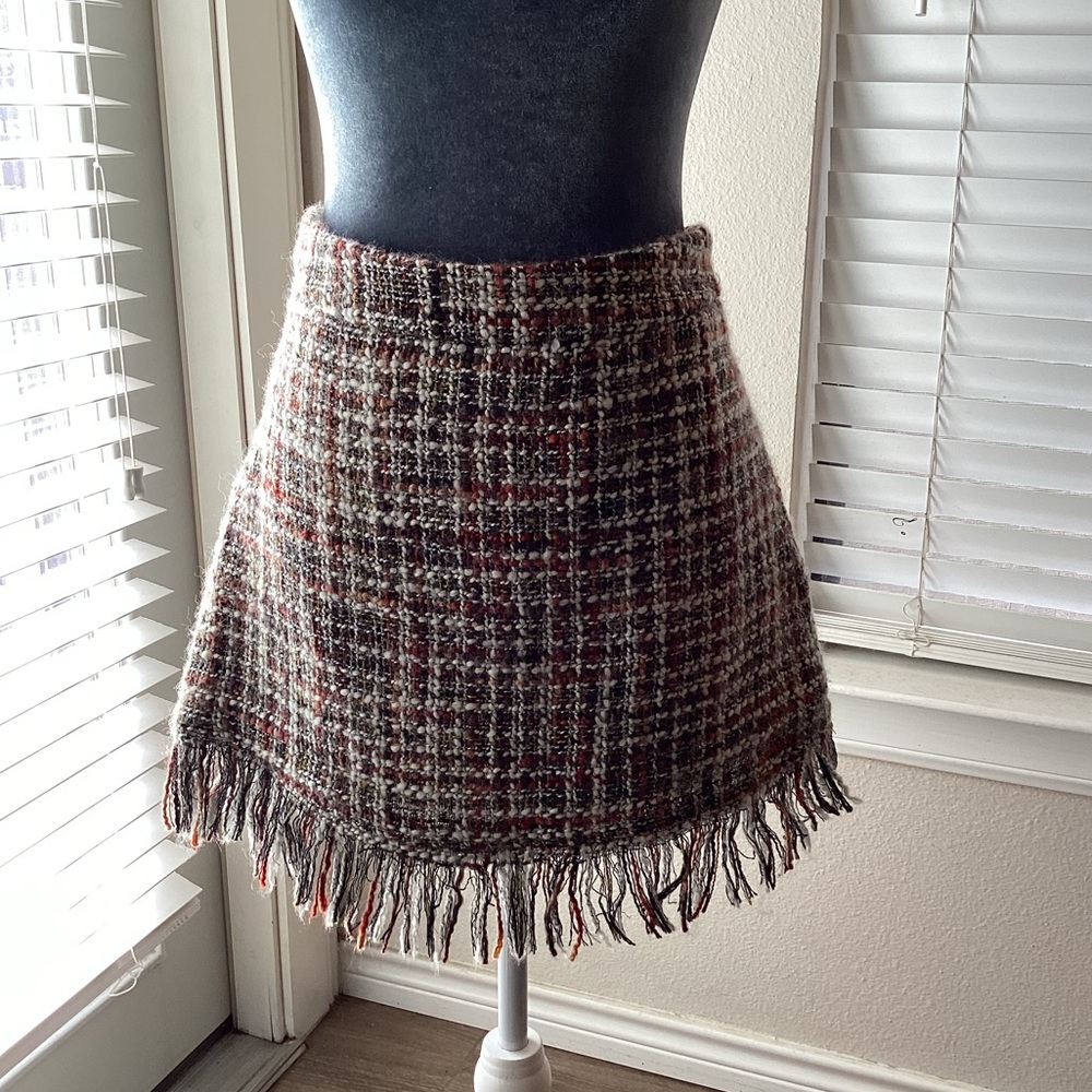 Versona Tweed Fringe Skirt Size L